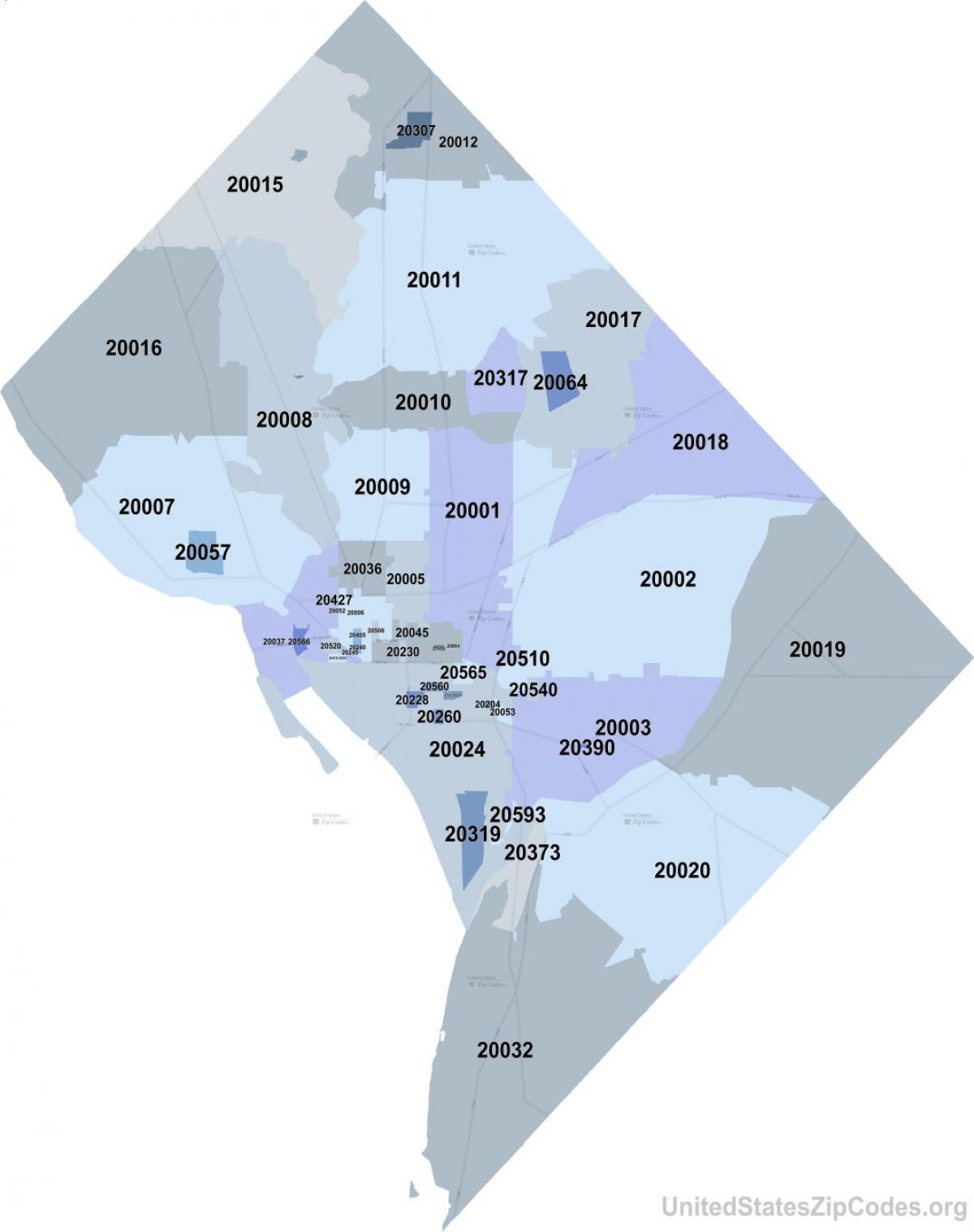 Karte der Postleitzahlen von Washington DC