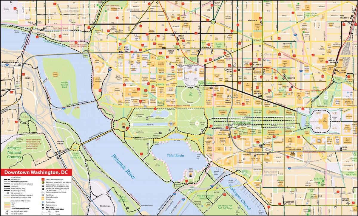 Karte des Stadtzentrums von Washington DC