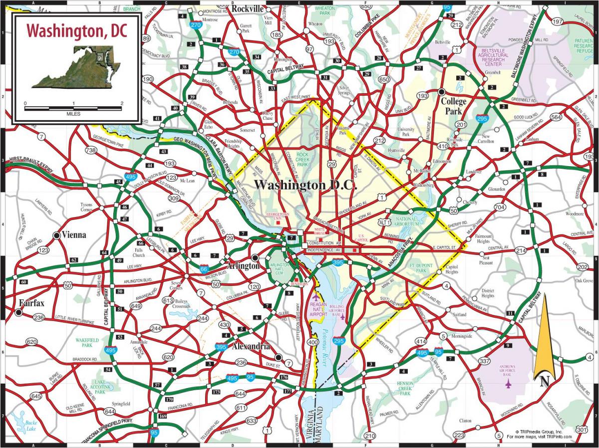 Straßenkarte von Washington DC