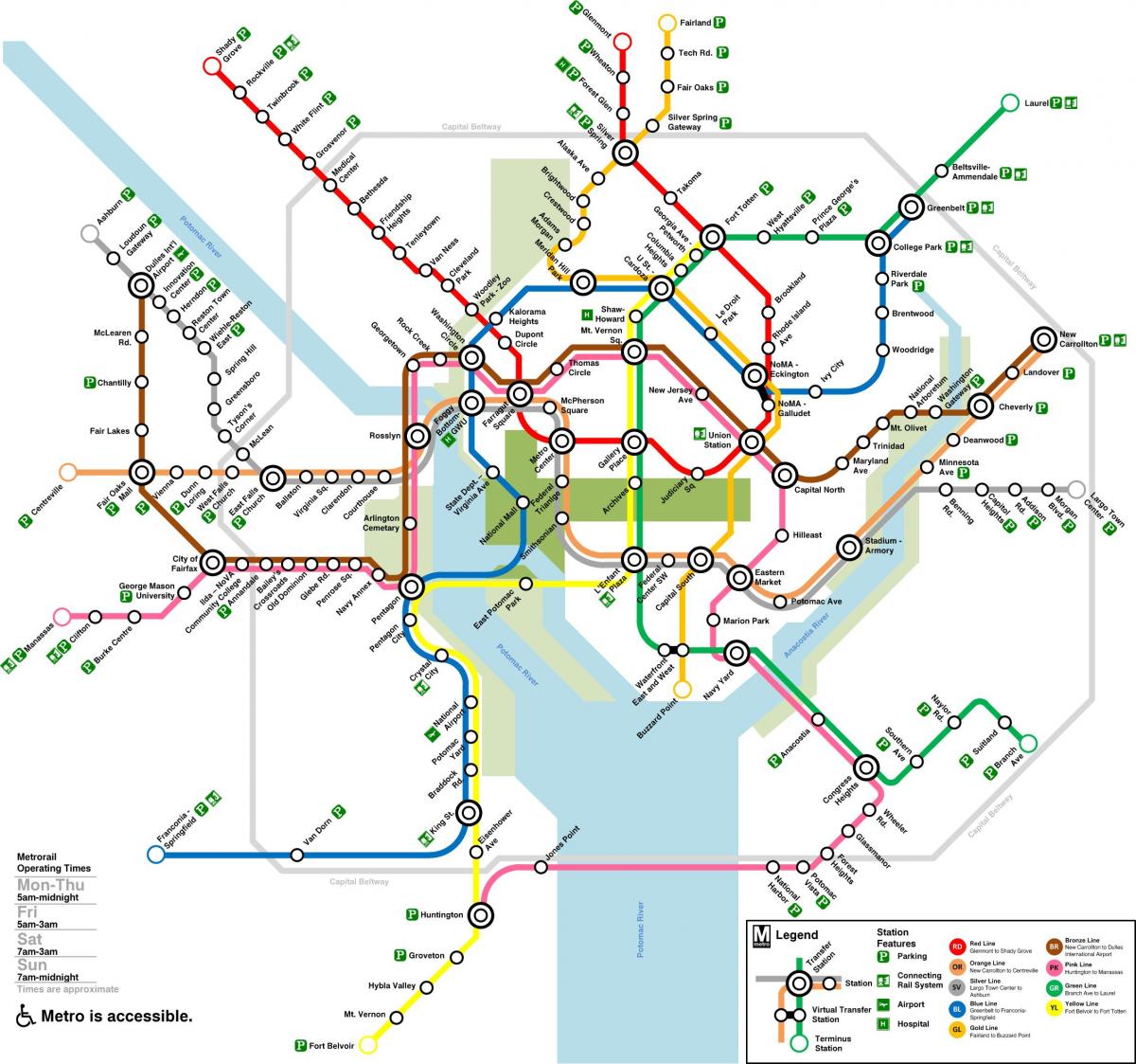 Karte der U-Bahn-Station Washington DC