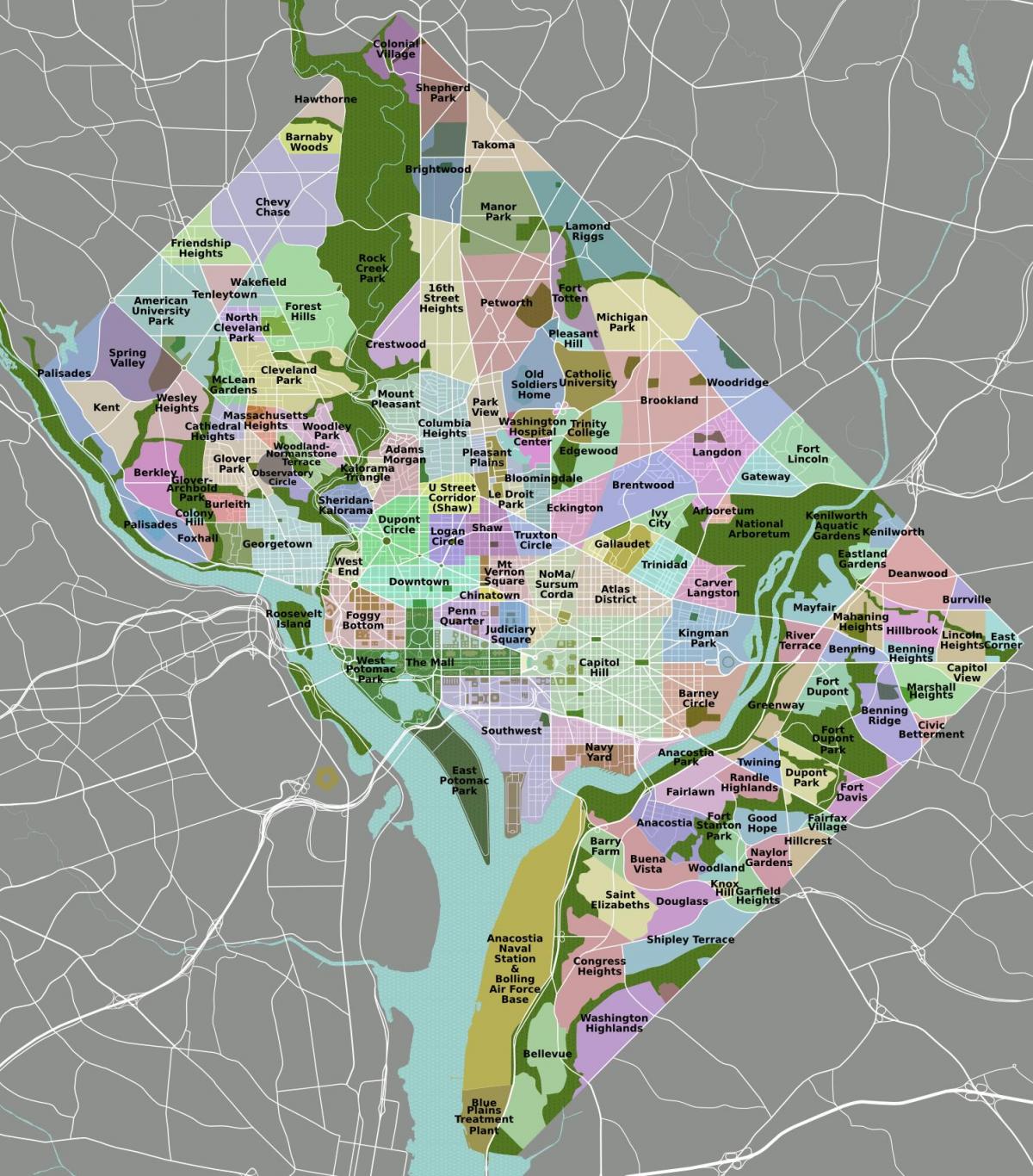 Bezirkskarte von Washington DC