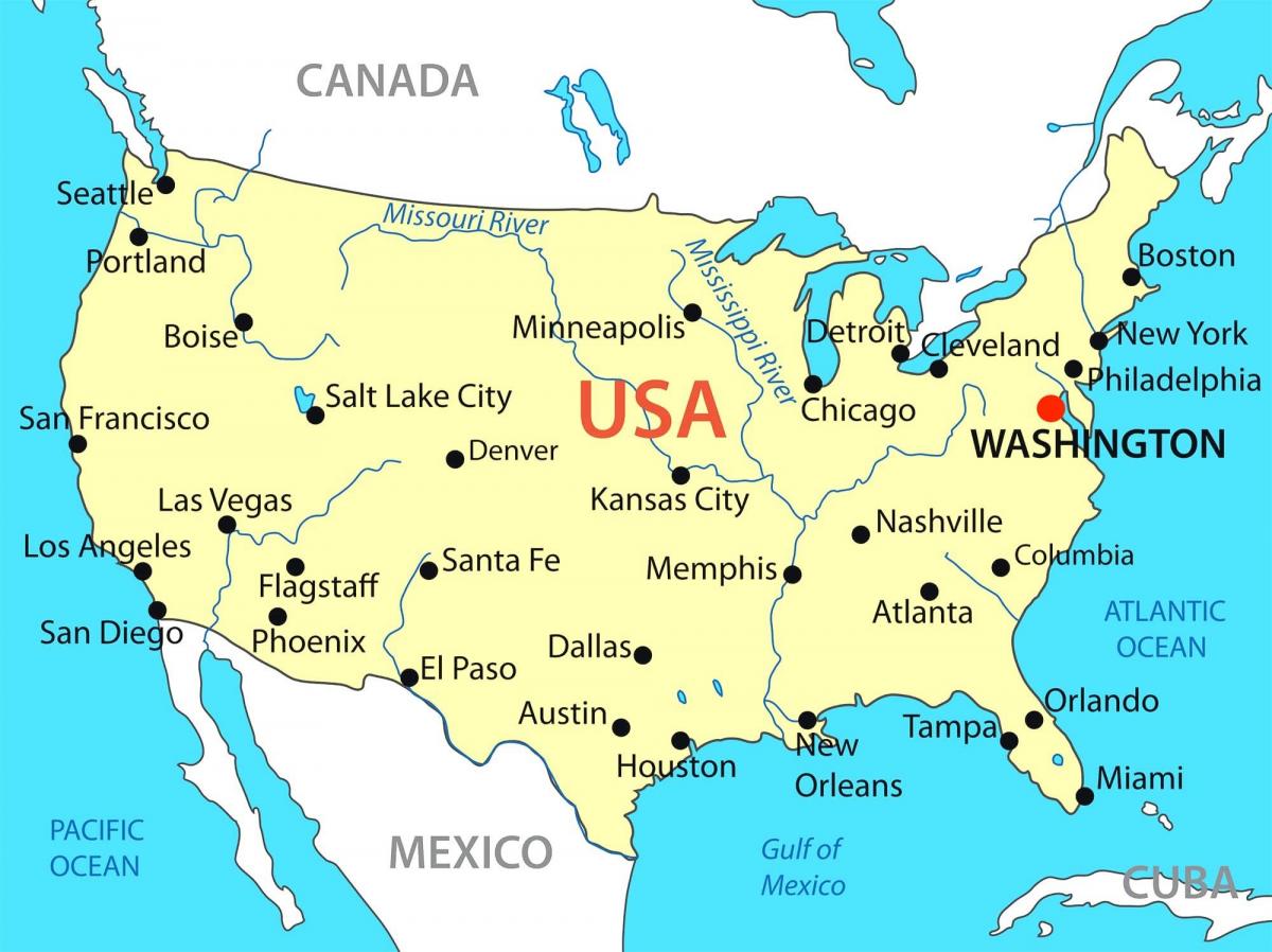 Washington DC auf USA-Karte